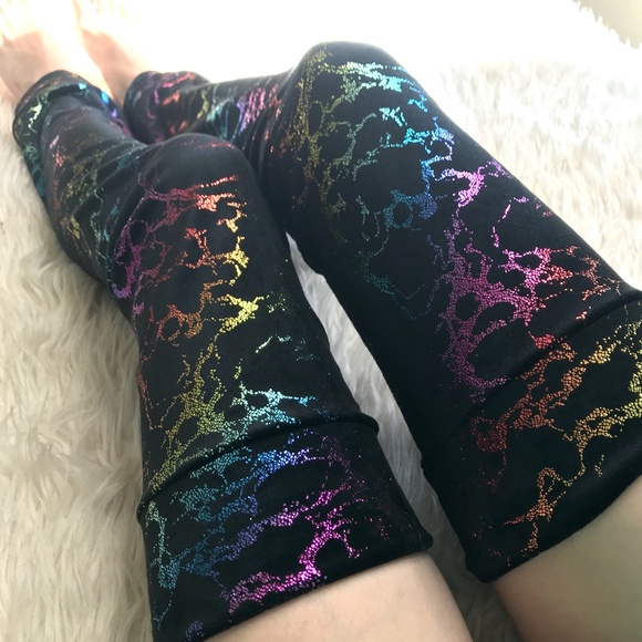 Gray Fox Soft Plush Fleece Leg Warmers Fur Lining Thermal Knee Socks Thigh Highs - Picture 7 of 14